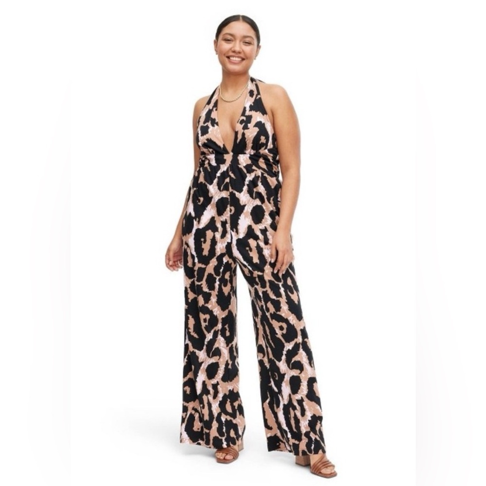 Diane Von Furstenberg For Target Jumpsuit Womens XXL Multicolor Leopard Wide Leg